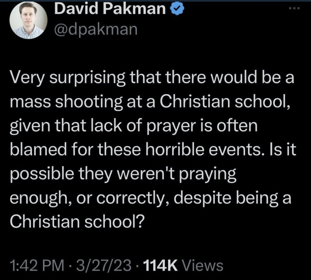 David Pakman writes his initial tweet on the topic.